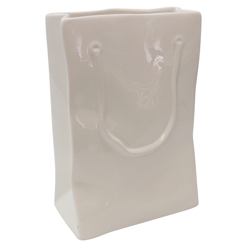 Ceramic Paper Bag Vase Squat - Le Forge