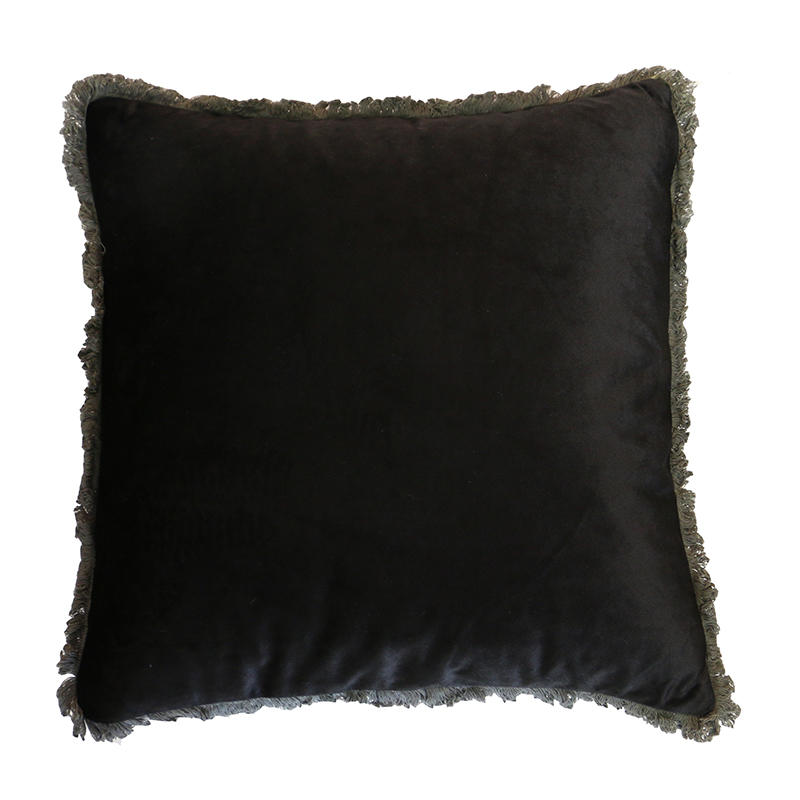 Velvet Fringed Cushion 45x45cm - Le Forge